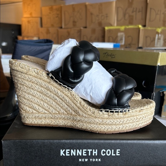 Kenneth Cole Shoes - Kenneth Cole Black Braided Wedge Sandals
